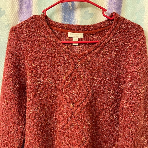 Charter club red speckled sweater petite medium - Picture 2 of 6